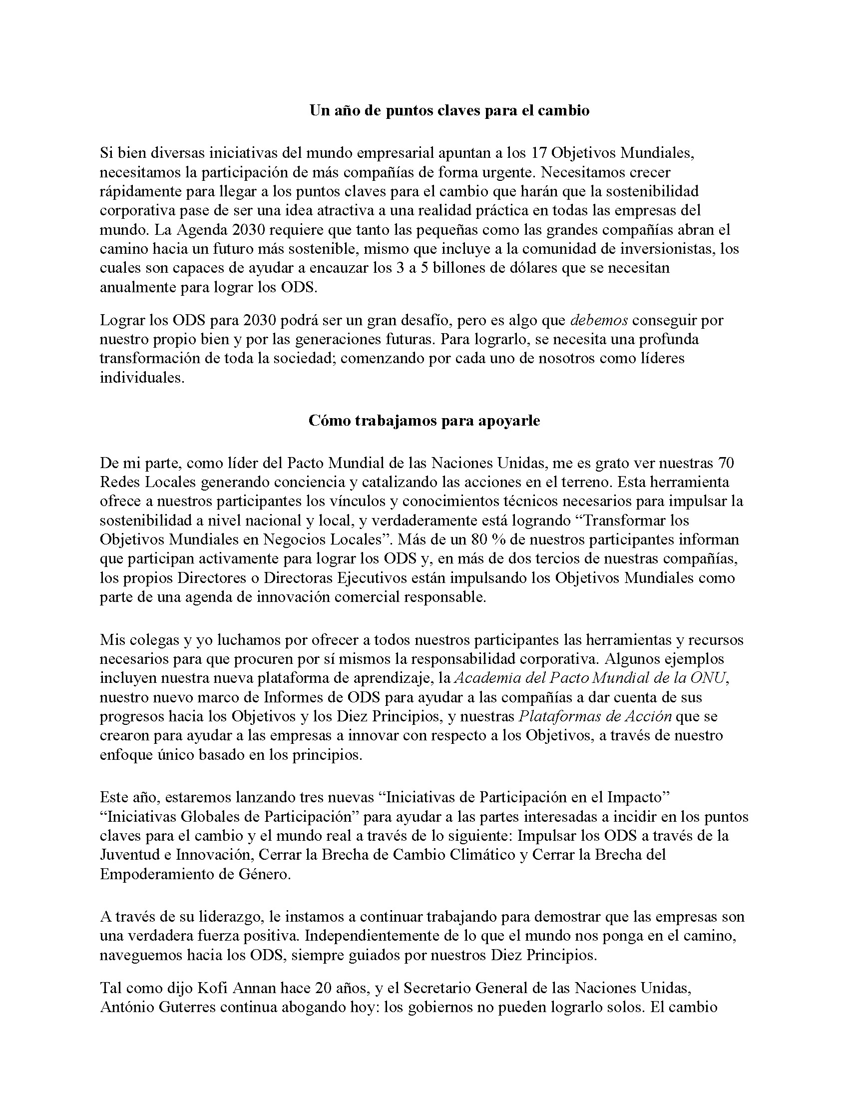Nuvoil receives an annual letter of appreciation from the Global Compact