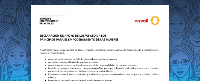 Nuvoil adheres to the United Nations Women's Empowerment Principles